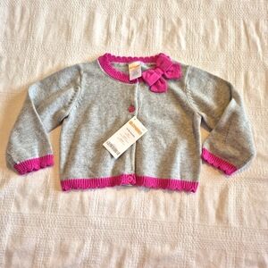 Gymboree girls size 12-18 months gray & pink trim sweater Outlet NWT